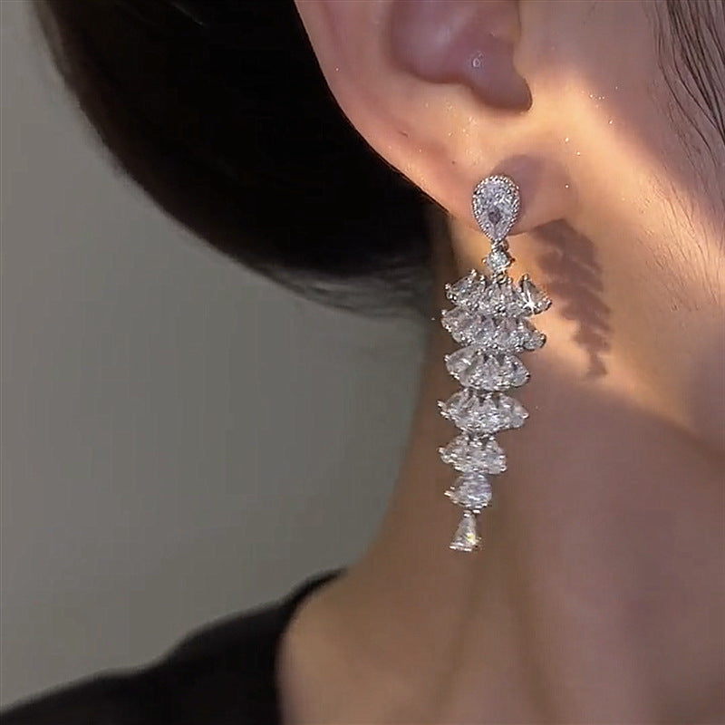 Zircon Christmas Tree Drop Earrings
