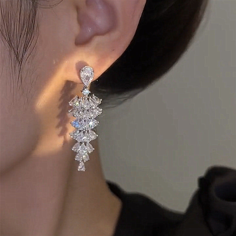 Zircon Christmas Tree Drop Earrings