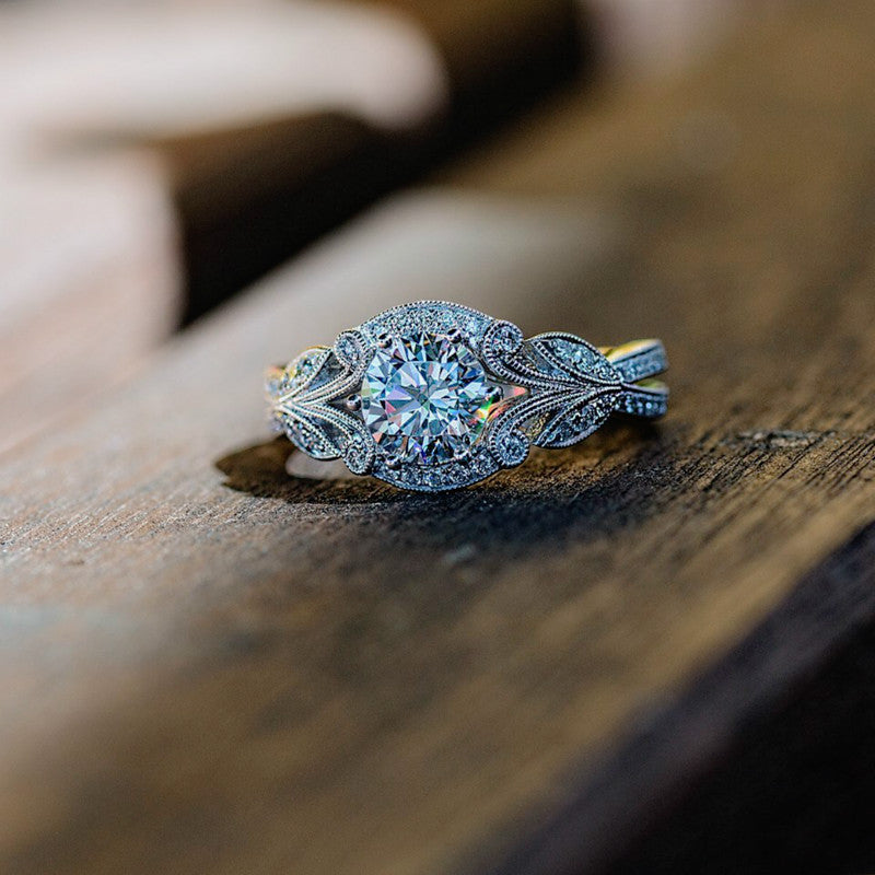 Leaf Diamond Princess Ring