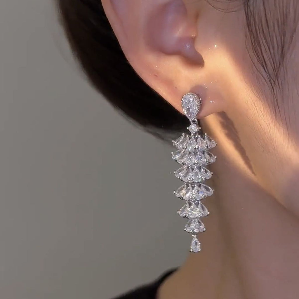 Zircon Christmas Tree Drop Earrings