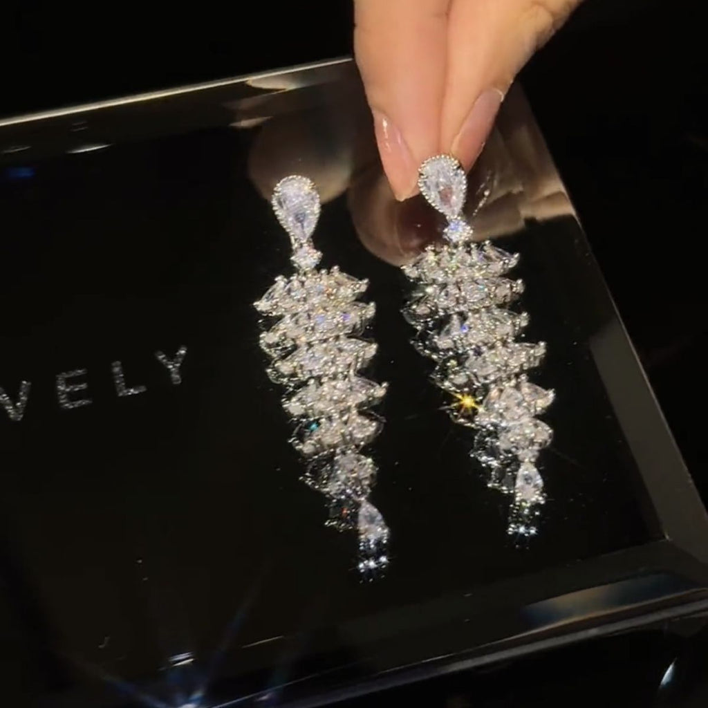 Zircon Christmas Tree Drop Earrings